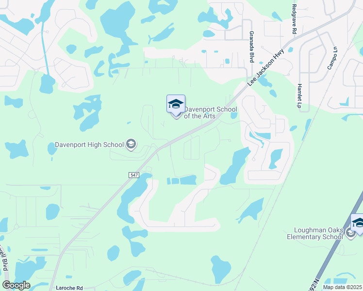 map of restaurants, bars, coffee shops, grocery stores, and more near 4835 County Road 547 in Davenport