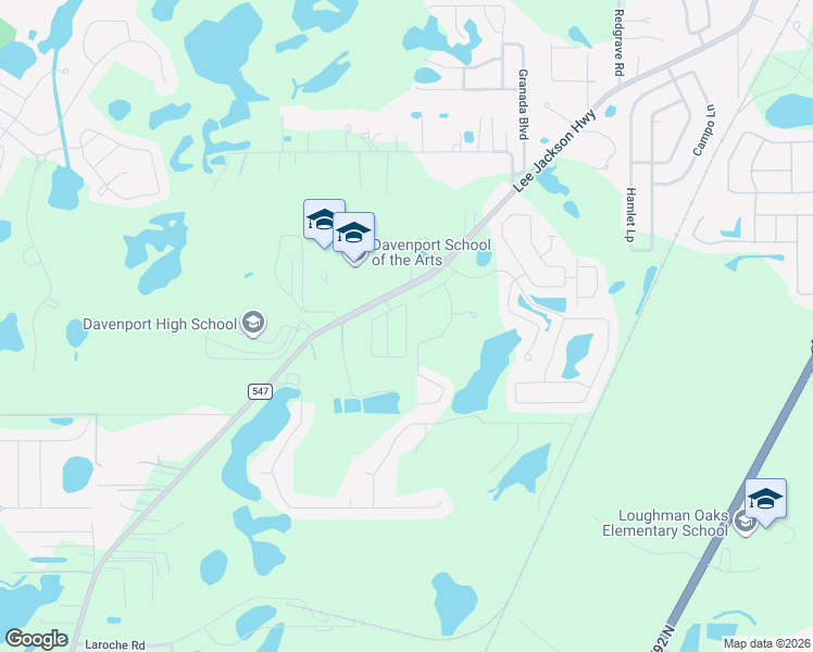 map of restaurants, bars, coffee shops, grocery stores, and more near 287 Annabelle Way in Davenport