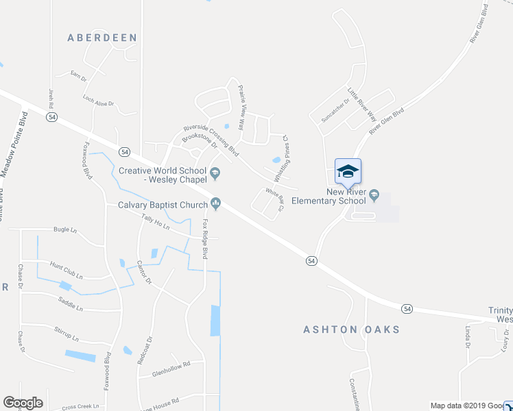 map of restaurants, bars, coffee shops, grocery stores, and more near 4726 White Bay Circle in Wesley Chapel