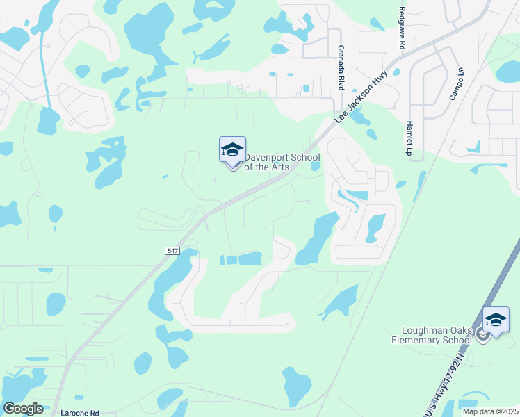 map of restaurants, bars, coffee shops, grocery stores, and more near 4835 County Road 547 in Davenport