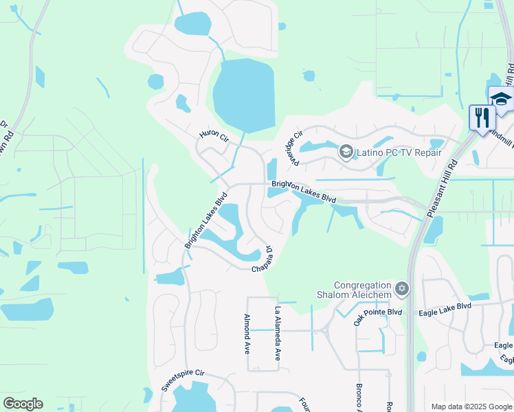 map of restaurants, bars, coffee shops, grocery stores, and more near 2510 Baykal Drive in Kissimmee