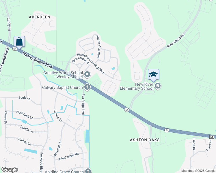 map of restaurants, bars, coffee shops, grocery stores, and more near 4735 Red Pine Way in Wesley Chapel