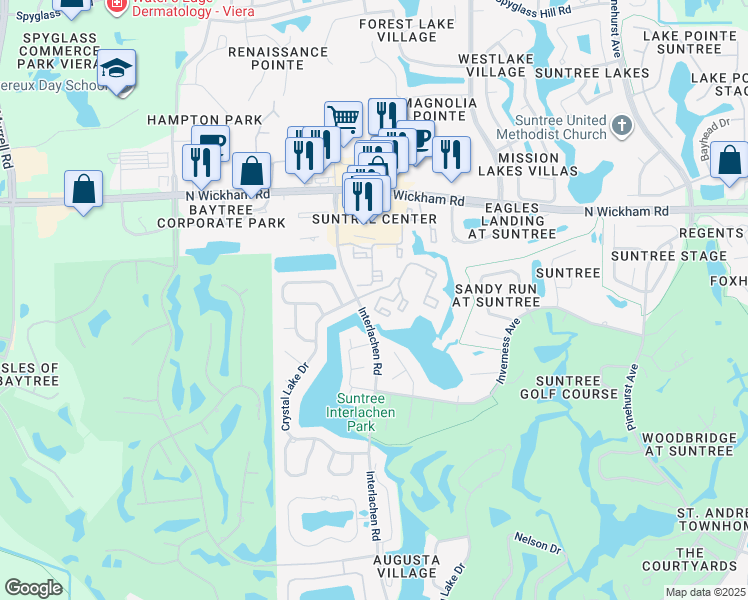map of restaurants, bars, coffee shops, grocery stores, and more near 209 Plantation Club Drive in Melbourne
