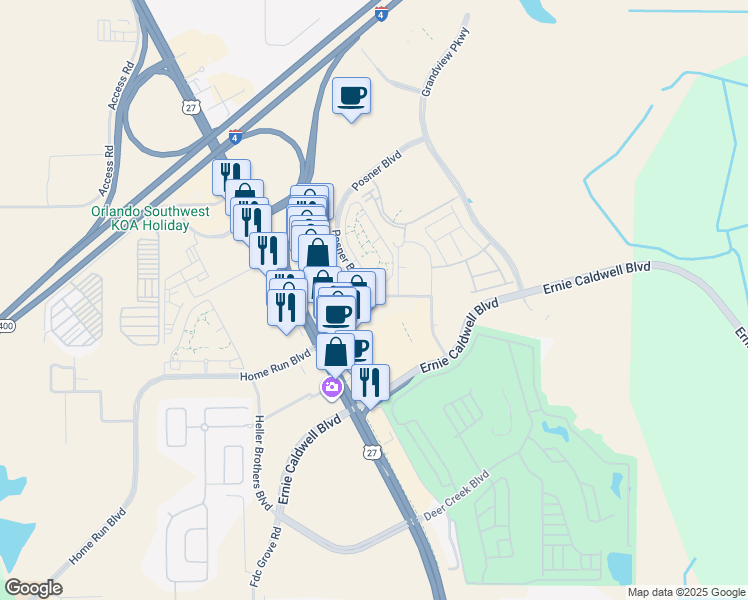 map of restaurants, bars, coffee shops, grocery stores, and more near 3376 Posner Boulevard in Davenport