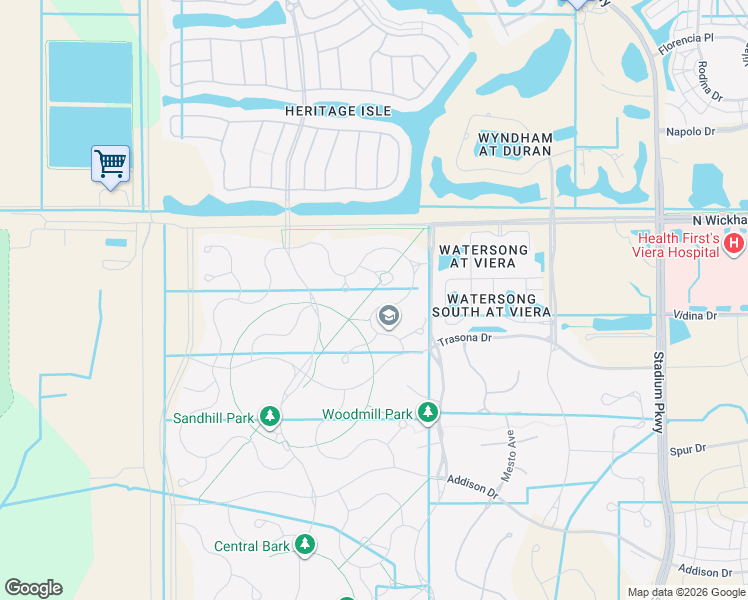 map of restaurants, bars, coffee shops, grocery stores, and more near 2851 Casterton Drive in Melbourne
