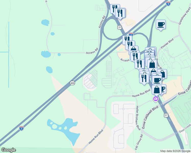 map of restaurants, bars, coffee shops, grocery stores, and more near 2727 Frontage Road in Davenport