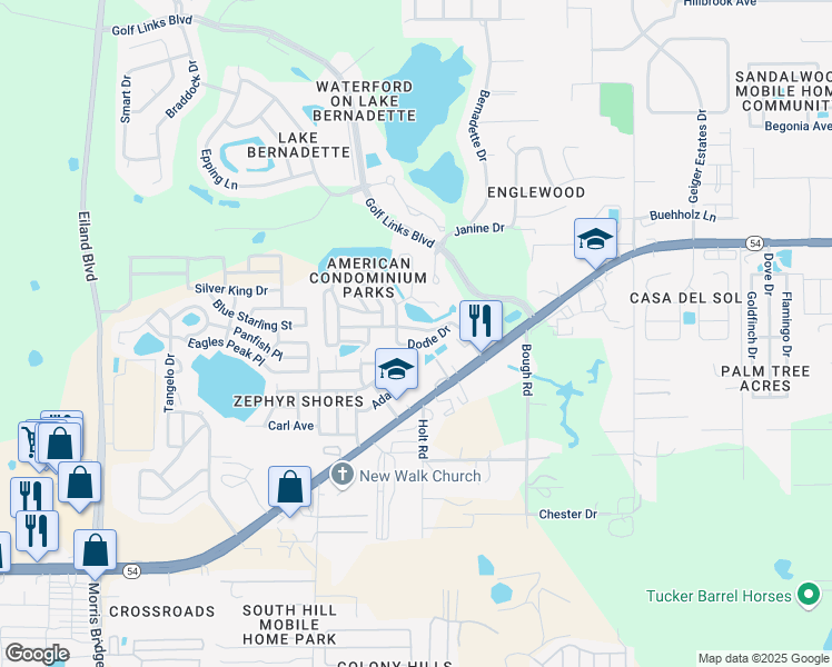 map of restaurants, bars, coffee shops, grocery stores, and more near 35206 Condominium Boulevard in Zephyrhills