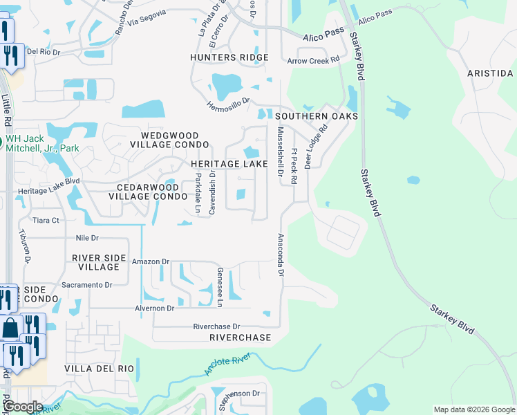map of restaurants, bars, coffee shops, grocery stores, and more near 4644 Sandpointe Drive in New Port Richey