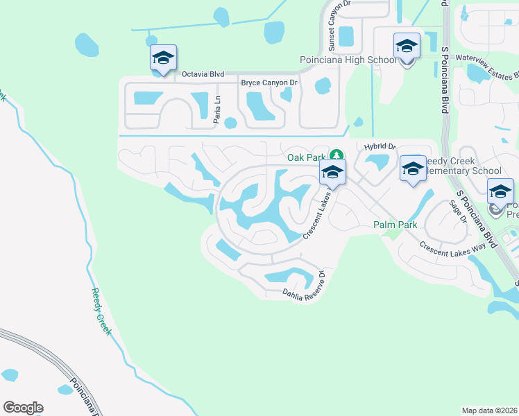 map of restaurants, bars, coffee shops, grocery stores, and more near 2525 Calla Lily Cove in Kissimmee