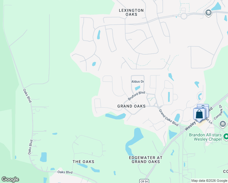 map of restaurants, bars, coffee shops, grocery stores, and more near 25411 Geddy Drive in Land O' Lakes