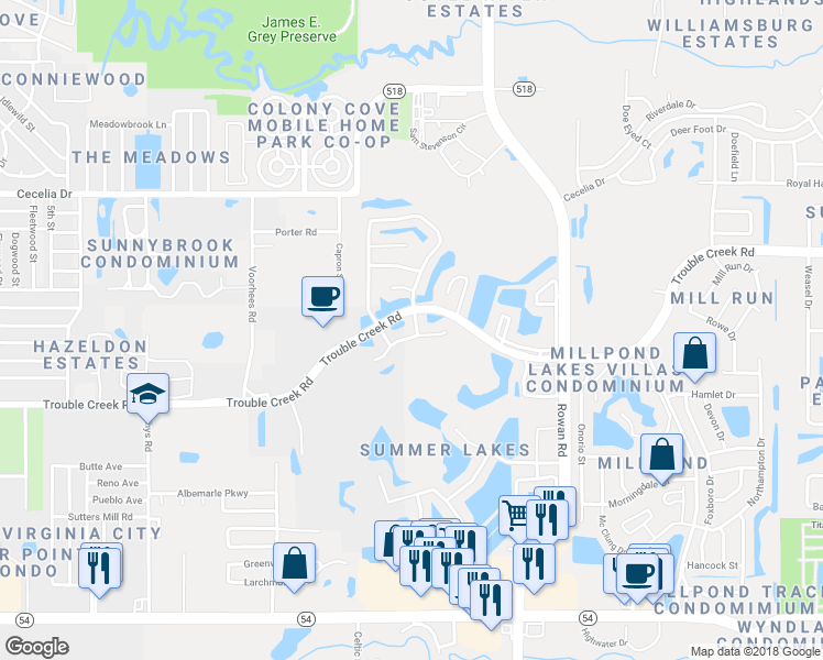 map of restaurants, bars, coffee shops, grocery stores, and more near 7117 Waxwing Drive in New Port Richey