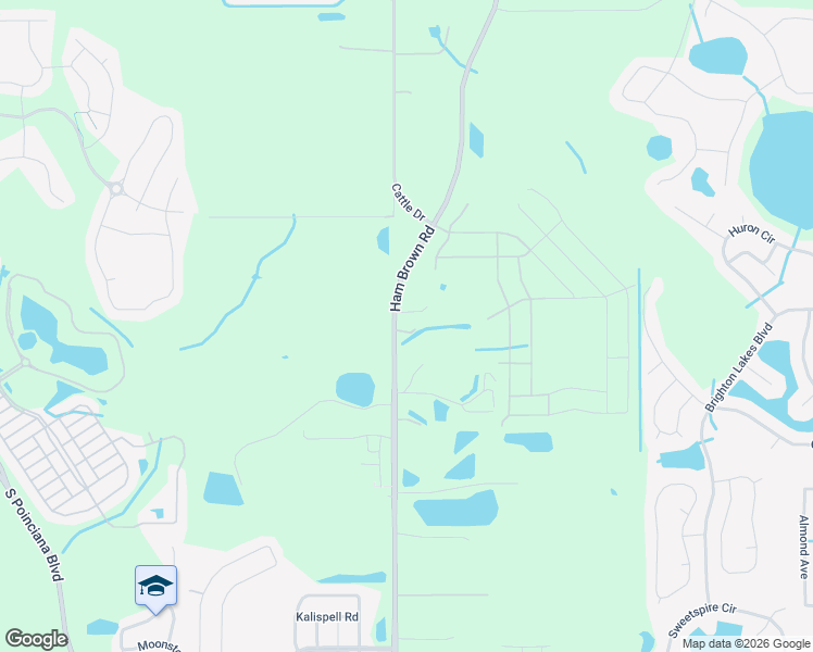 map of restaurants, bars, coffee shops, grocery stores, and more near 2501 Ham Brown Road in Kissimmee