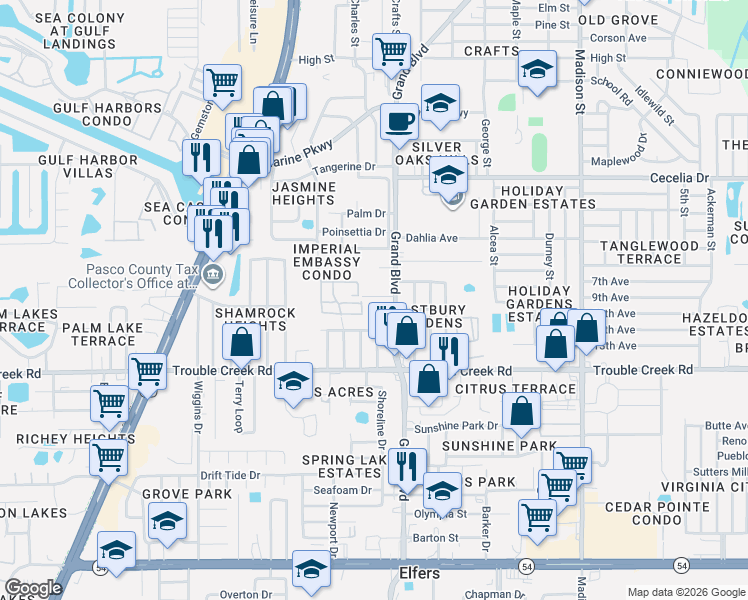 map of restaurants, bars, coffee shops, grocery stores, and more near in Elfers