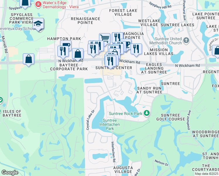 map of restaurants, bars, coffee shops, grocery stores, and more near 214 Plantation Club Drive in Melbourne