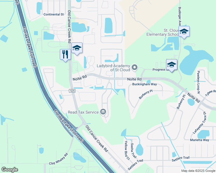 map of restaurants, bars, coffee shops, grocery stores, and more near 3311 Cypress Point Cir in St Cloud