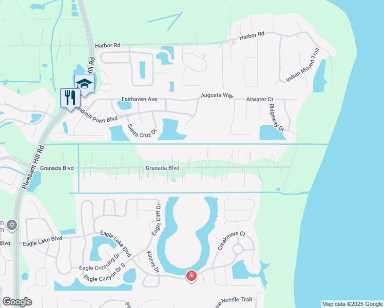 map of restaurants, bars, coffee shops, grocery stores, and more near 2151 Granada Boulevard in Kissimmee