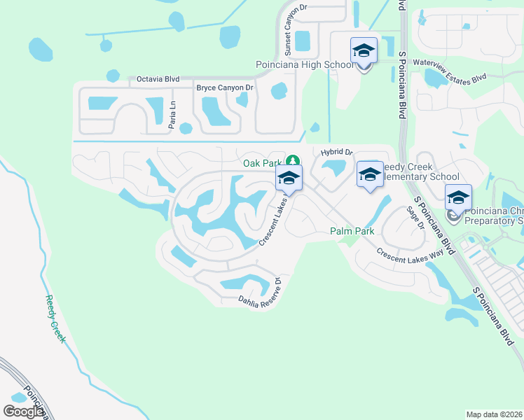 map of restaurants, bars, coffee shops, grocery stores, and more near 2582 Aster Cove Lane in Kissimmee
