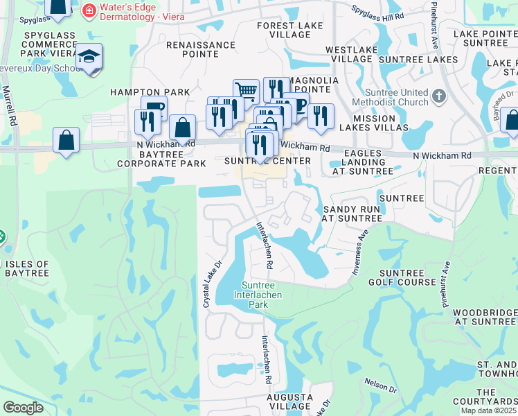 map of restaurants, bars, coffee shops, grocery stores, and more near 218 Plantation Club Drive in Melbourne