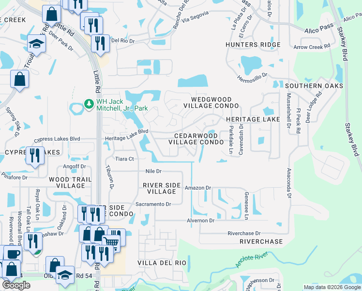 map of restaurants, bars, coffee shops, grocery stores, and more near 9441 Stonewall Lane in New Port Richey
