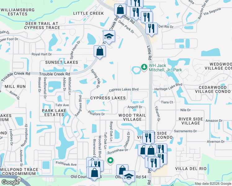 map of restaurants, bars, coffee shops, grocery stores, and more near 4648 Dumont Street in New Port Richey