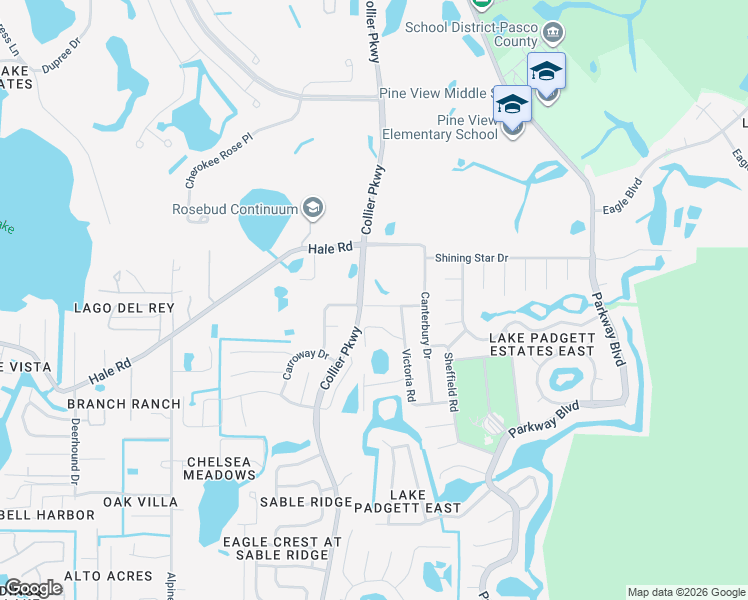 map of restaurants, bars, coffee shops, grocery stores, and more near 23015 Mayfair Road in Land O' Lakes