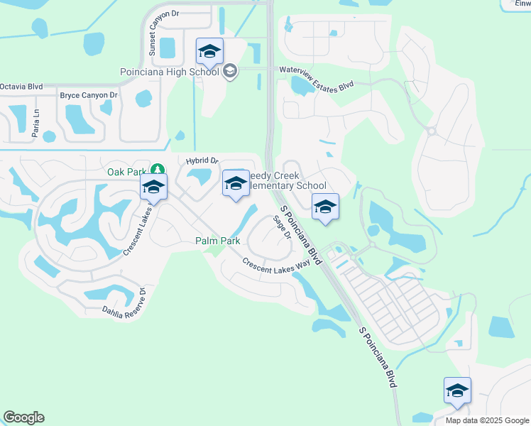 map of restaurants, bars, coffee shops, grocery stores, and more near 2534 Sage Drive in Kissimmee