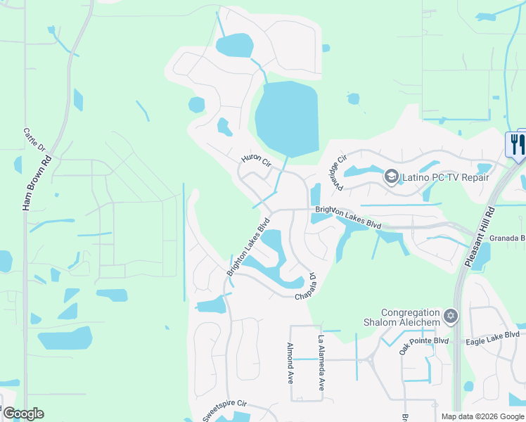 map of restaurants, bars, coffee shops, grocery stores, and more near 4250 Brighton Lakes Boulevard in Kissimmee