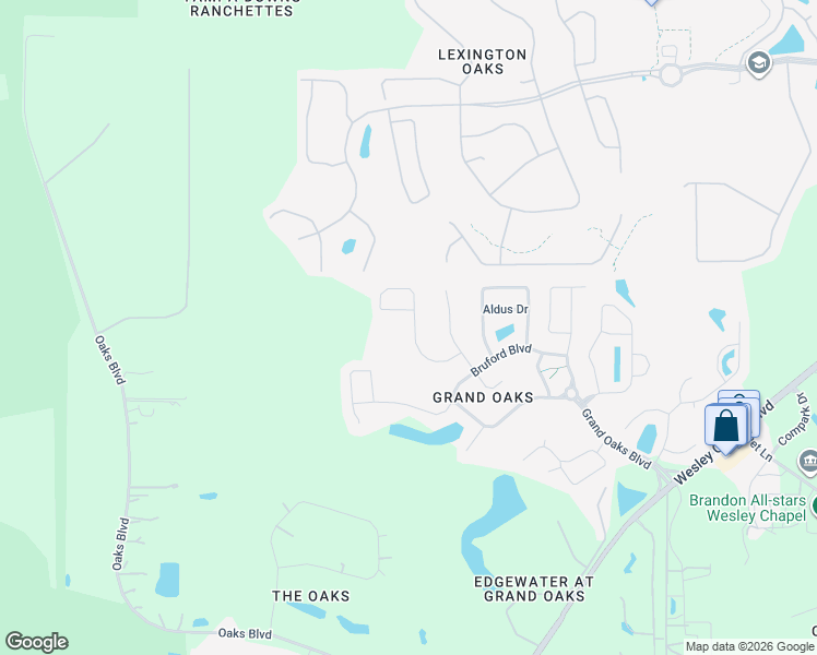 map of restaurants, bars, coffee shops, grocery stores, and more near 25411 Geddy Drive in Land O' Lakes