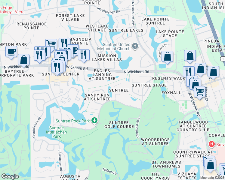 map of restaurants, bars, coffee shops, grocery stores, and more near 920 Preston Trail in Melbourne
