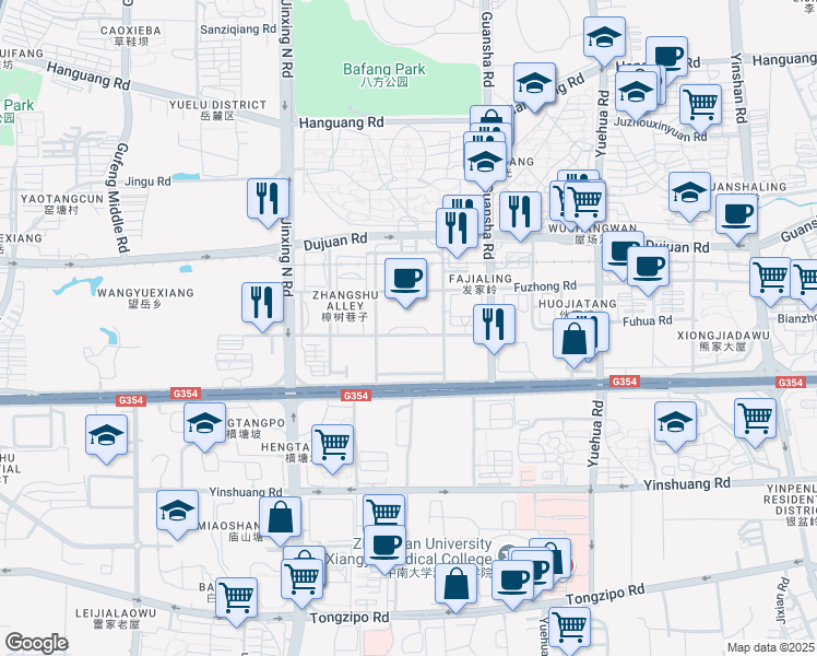 map of restaurants, bars, coffee shops, grocery stores, and more near in Changsha