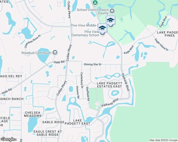 map of restaurants, bars, coffee shops, grocery stores, and more near 23214 Sierra Road in Land O' Lakes