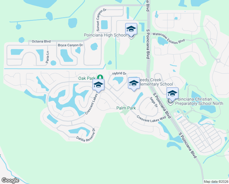 map of restaurants, bars, coffee shops, grocery stores, and more near 2507 Hybrid Court in Kissimmee
