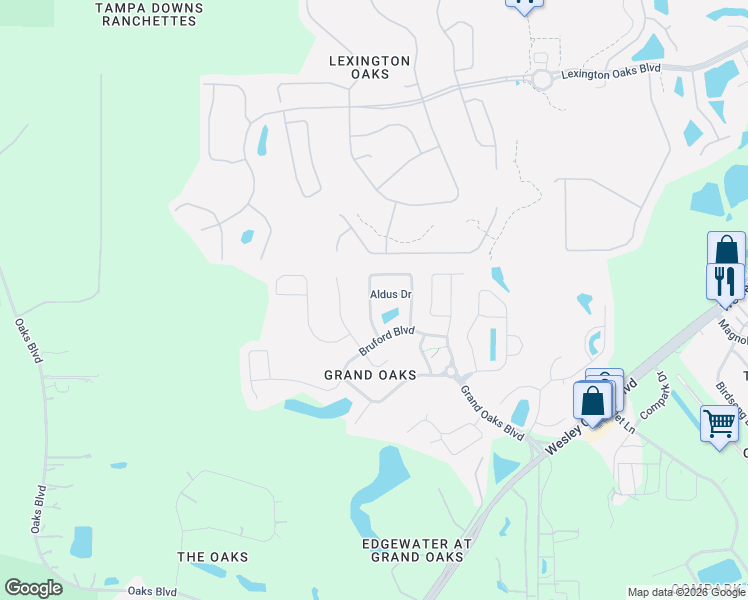 map of restaurants, bars, coffee shops, grocery stores, and more near 4935 Trinidad Drive in Land O' Lakes