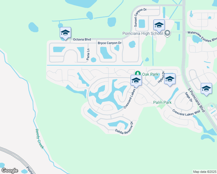 map of restaurants, bars, coffee shops, grocery stores, and more near Calla Lily Cove in Osceola County
