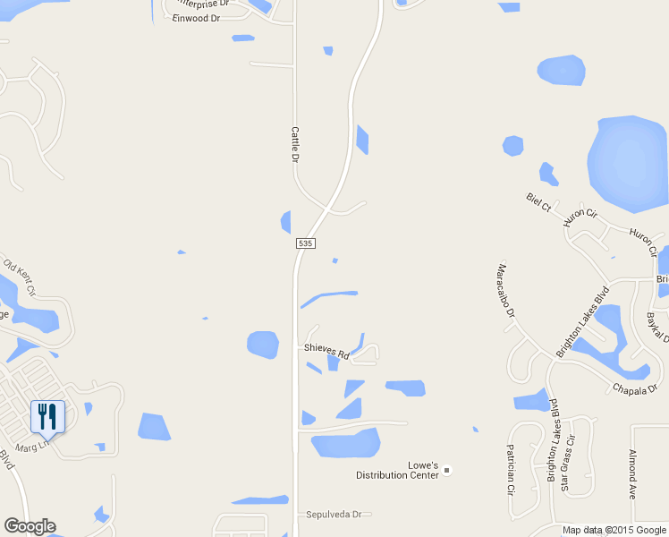 map of restaurants, bars, coffee shops, grocery stores, and more near 2481 Ham Brown Road in Kissimmee