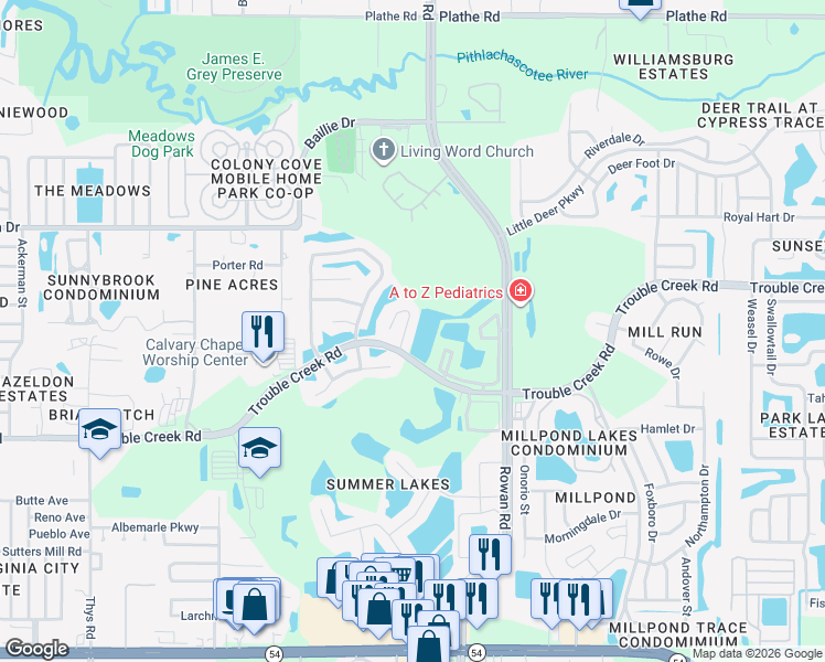 map of restaurants, bars, coffee shops, grocery stores, and more near 4718 Wolfram Lane in New Port Richey