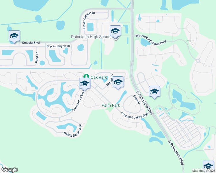 map of restaurants, bars, coffee shops, grocery stores, and more near 2423 Hybrid Drive in Kissimmee