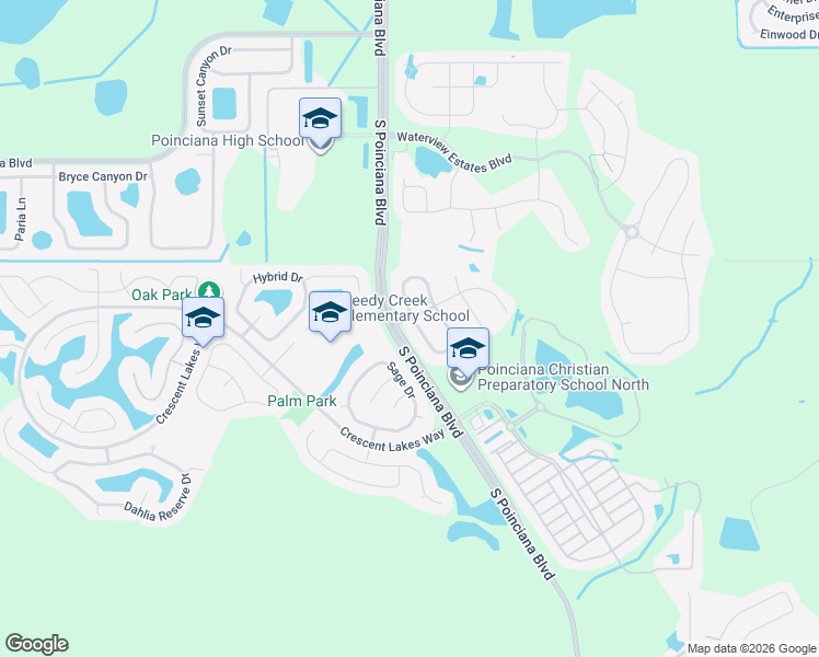 map of restaurants, bars, coffee shops, grocery stores, and more near 2462 Albany Drive in Kissimmee