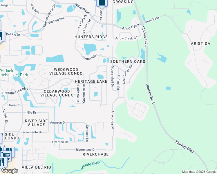 map of restaurants, bars, coffee shops, grocery stores, and more near 4744 Sandpointe Drive in New Port Richey