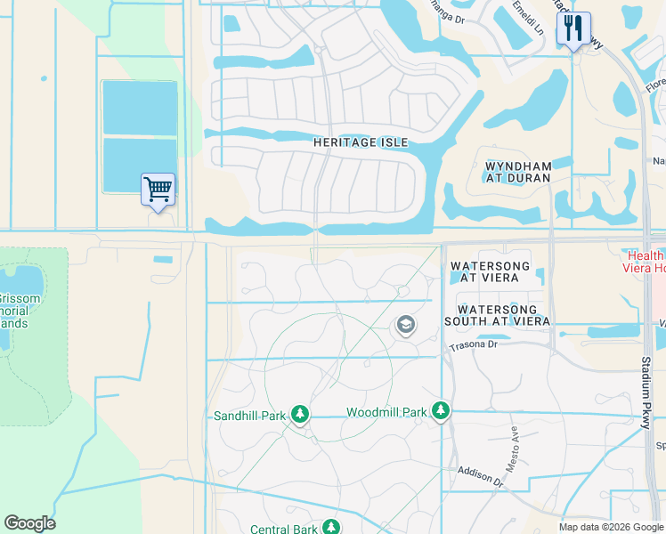 map of restaurants, bars, coffee shops, grocery stores, and more near 3251 Casterton Drive in Melbourne