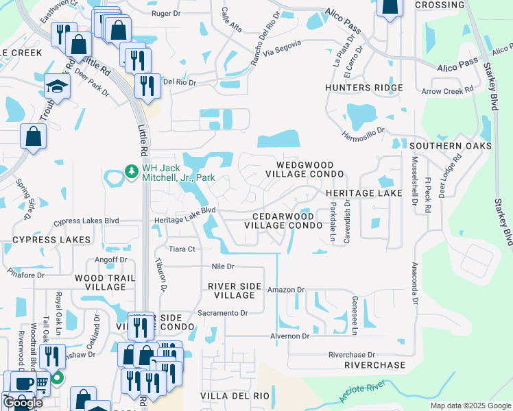 map of restaurants, bars, coffee shops, grocery stores, and more near 9416 Rockbridge Circle in New Port Richey