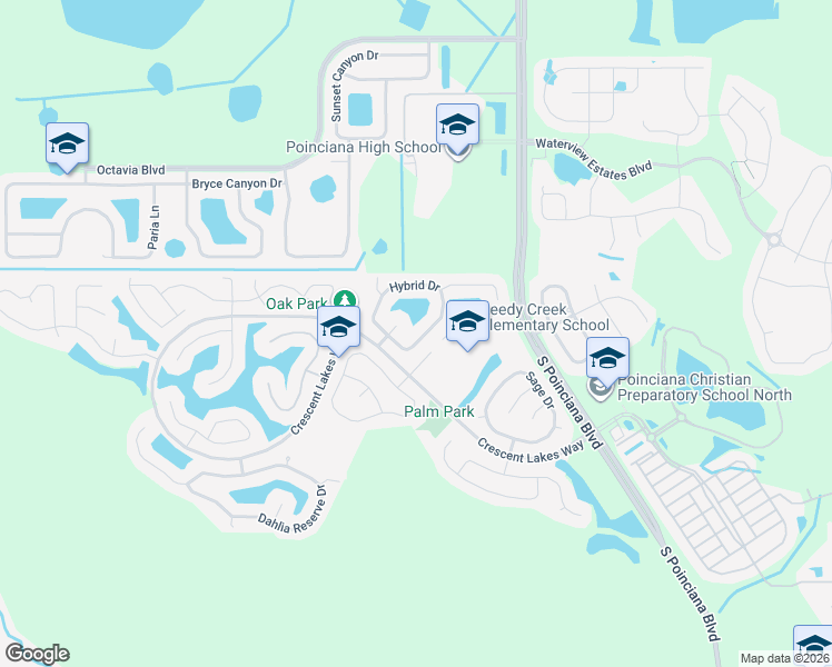 map of restaurants, bars, coffee shops, grocery stores, and more near 2507 Hybrid Court in Kissimmee