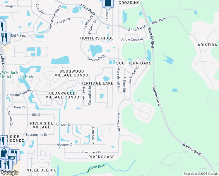 map of restaurants, bars, coffee shops, grocery stores, and more near 4744 Sandpointe Drive in New Port Richey