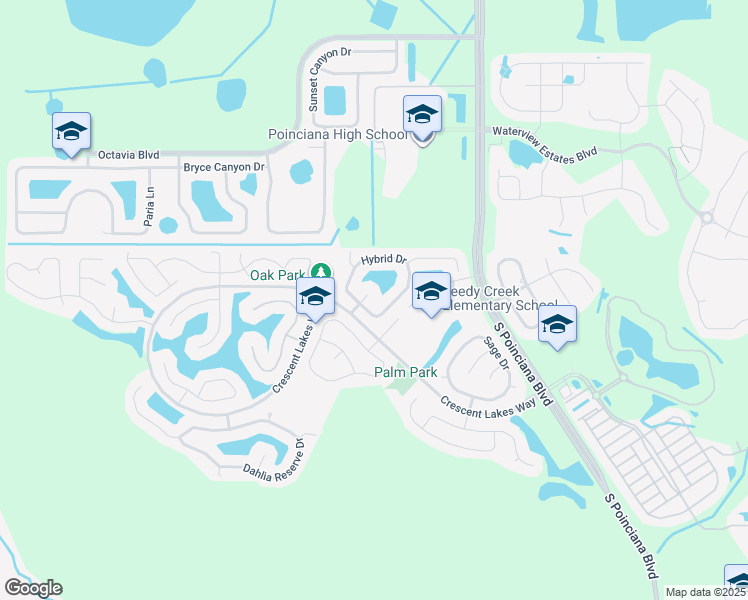 map of restaurants, bars, coffee shops, grocery stores, and more near 2507 Hybrid Court in Kissimmee