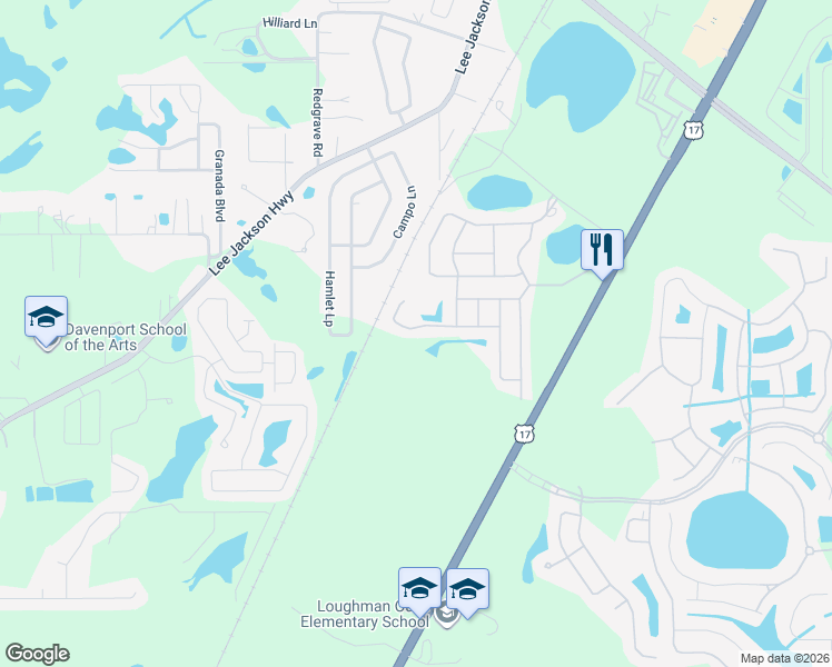 map of restaurants, bars, coffee shops, grocery stores, and more near 400 Viola Drive in Davenport