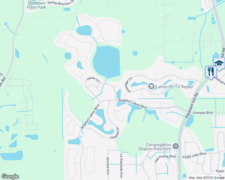 map of restaurants, bars, coffee shops, grocery stores, and more near 2410 Huron Circle in Kissimmee