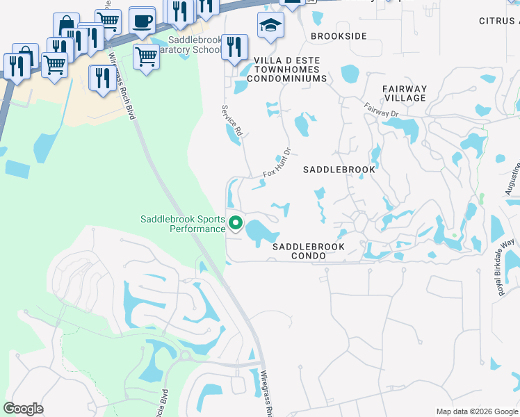 map of restaurants, bars, coffee shops, grocery stores, and more near 29129 Bay Hollow Drive in Zephyrhills
