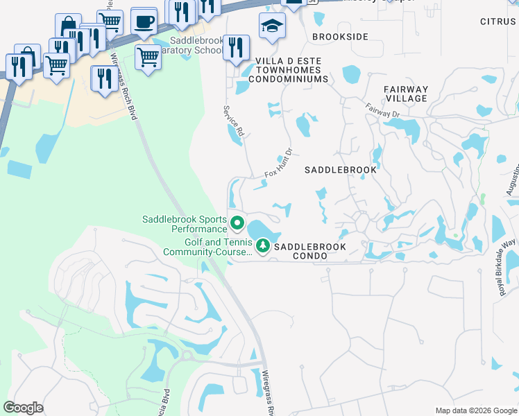 map of restaurants, bars, coffee shops, grocery stores, and more near 29200 Bay Hollow Drive in Zephyrhills