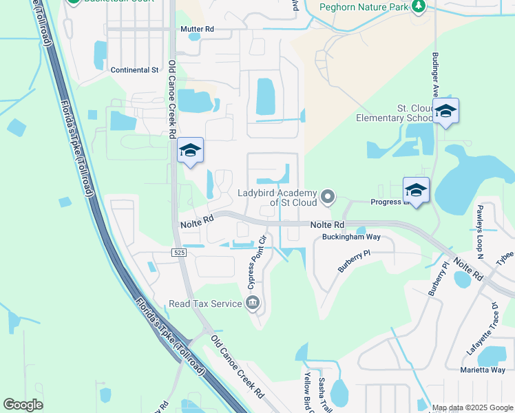 map of restaurants, bars, coffee shops, grocery stores, and more near 3255 Villa Way Circle in Saint Cloud