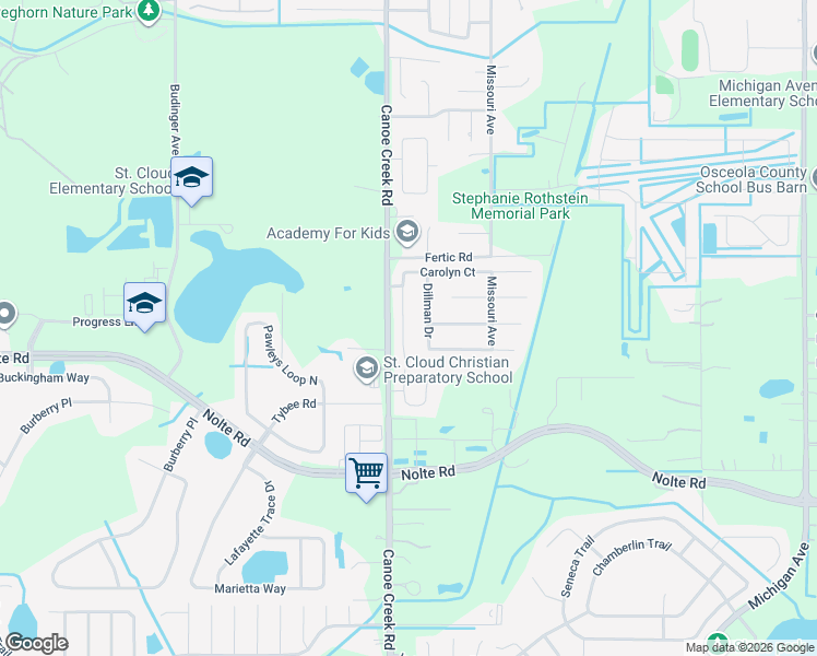 map of restaurants, bars, coffee shops, grocery stores, and more near 3102 Drema Drive in St. Cloud